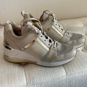 Michael Kors tan and gold sneakers